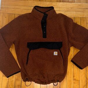 Carhartt Men’s Brown Sherpa Pullover with Black Trim